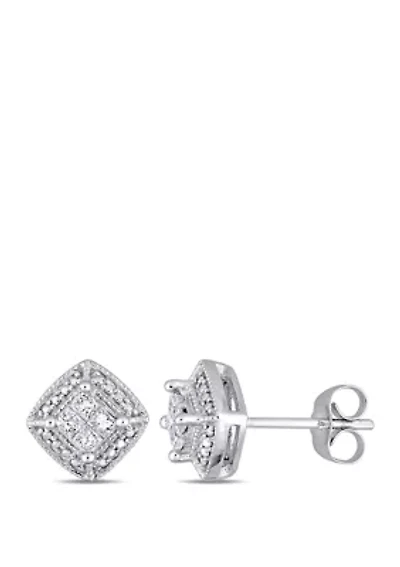 1/4 ct. t.w. Diamond Cluster Stud Earrings in 10K White Gold
