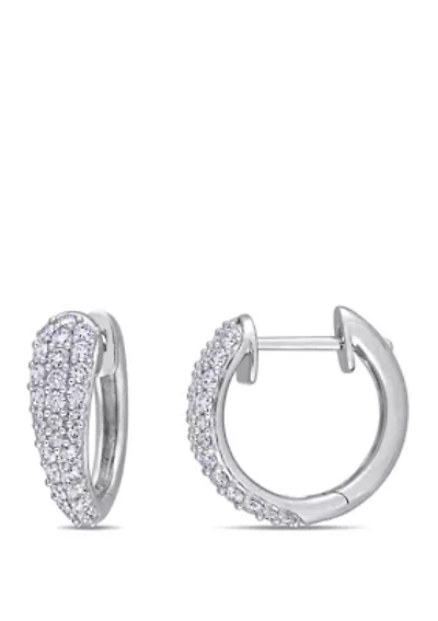 1 ct. t.w. Diamond Cluster Hoop Earrings in 14K White Gold