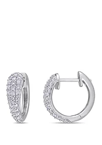 1 ct. t.w. Diamond Cluster Hoop Earrings in 14K White Gold