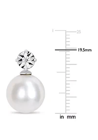 Pearl and 1/10 ct. t.w. Diamond Accent Earrings in Sterling Silver