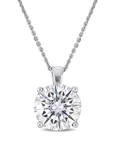 Lab Created 4 ct. t.w. Moissanite Solitaire Pendant with Chain in 14k White Gold