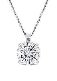 Lab Created 4 ct. t.w. Moissanite Solitaire Pendant with Chain in 14k White Gold