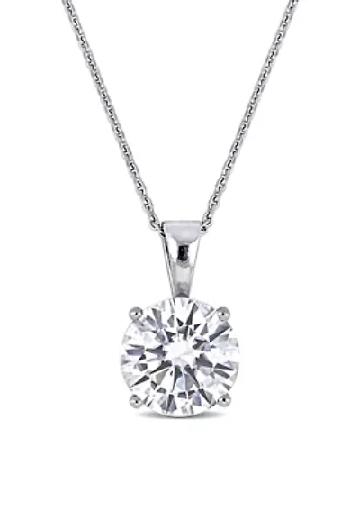 Lab Created 2 ct. t.w. Moissanite Solitaire Pendant with Chain in 14k White Gold