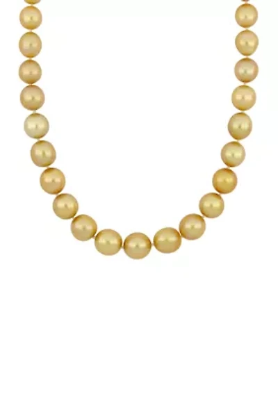 10-12.5 Millimeter Cultured South Sea Pearl Necklace with 14K Yellow Gold