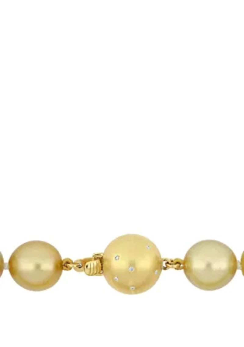 10-12.5 Millimeter Cultured South Sea Pearl Necklace with 14K Yellow Gold