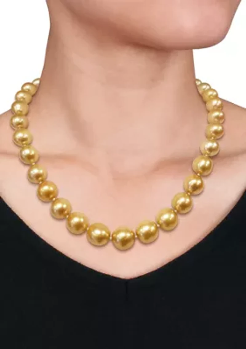 10-12.5 Millimeter Cultured South Sea Pearl Necklace with 14K Yellow Gold