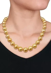 10-12.5 Millimeter Cultured South Sea Pearl Necklace with 14K Yellow Gold