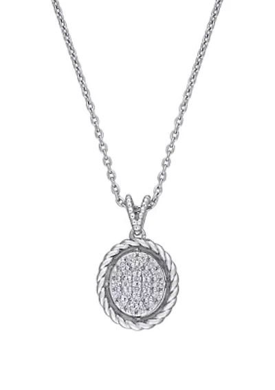 1/6 ct. t.w. Diamond Cluster Medallion Necklace in 18K White Gold