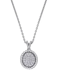 1/6 ct. t.w. Diamond Cluster Medallion Necklace in 18K White Gold