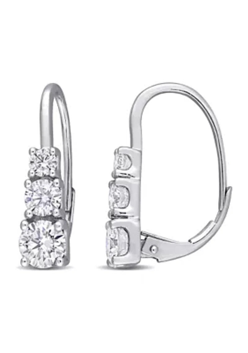 1.62 ct. t.w. Lab Created Moissanite Graduated 3-Stone Earrings in 10K White Gold