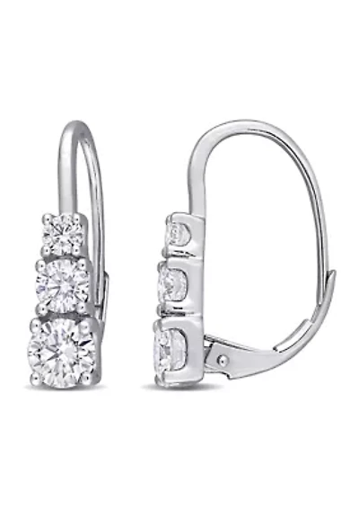 1.62 ct. t.w. Lab Created Moissanite Graduated 3-Stone Earrings in 10K White Gold