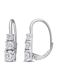 1.62 ct. t.w. Lab Created Moissanite Graduated 3-Stone Earrings in 10K White Gold