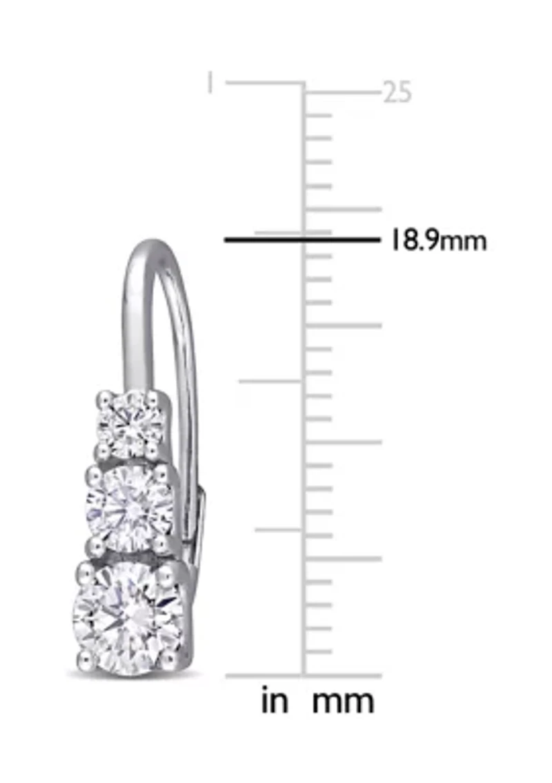 1.62 ct. t.w. Lab Created Moissanite Graduated 3-Stone Earrings in 10K White Gold