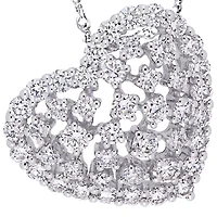 1 ct. t.w. Diamond Filigree Heart Pendant with Chain in 14K White Gold