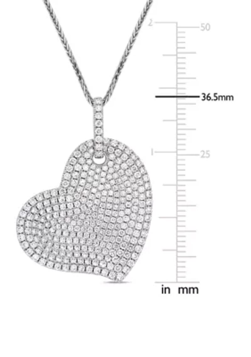2.5 ct. t.w. Diamond Clustered Heart Pendant with Chain in 14K White Gold