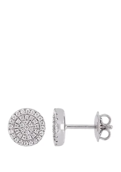 1/3 ct. t.w. Diamond Circular Cluster Stud Earrings in 14K White Gold