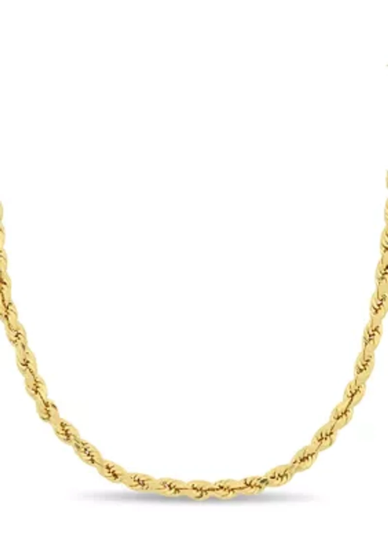 3 MM Rope Chain Necklace in 10K Yellow Gold, 20"