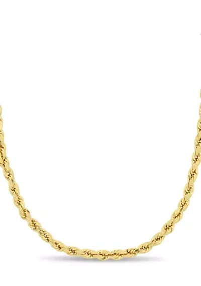 3 Millimeter Rope Chain Necklace 10K Yellow Gold
