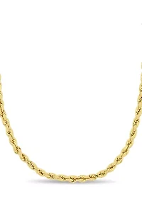 3 MM Rope Chain Necklace in 10K Yellow Gold, 20"