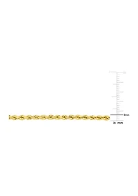 3 MM Rope Chain Necklace in 10K Yellow Gold, 20"