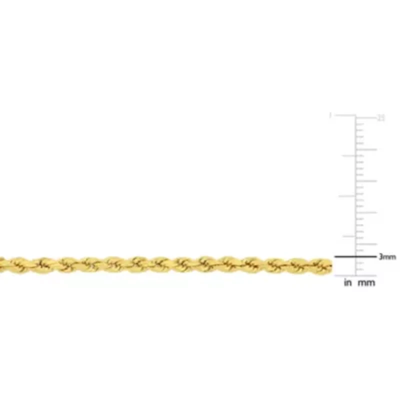 3 MM Rope Chain Necklace in 10K Yellow Gold, 20"