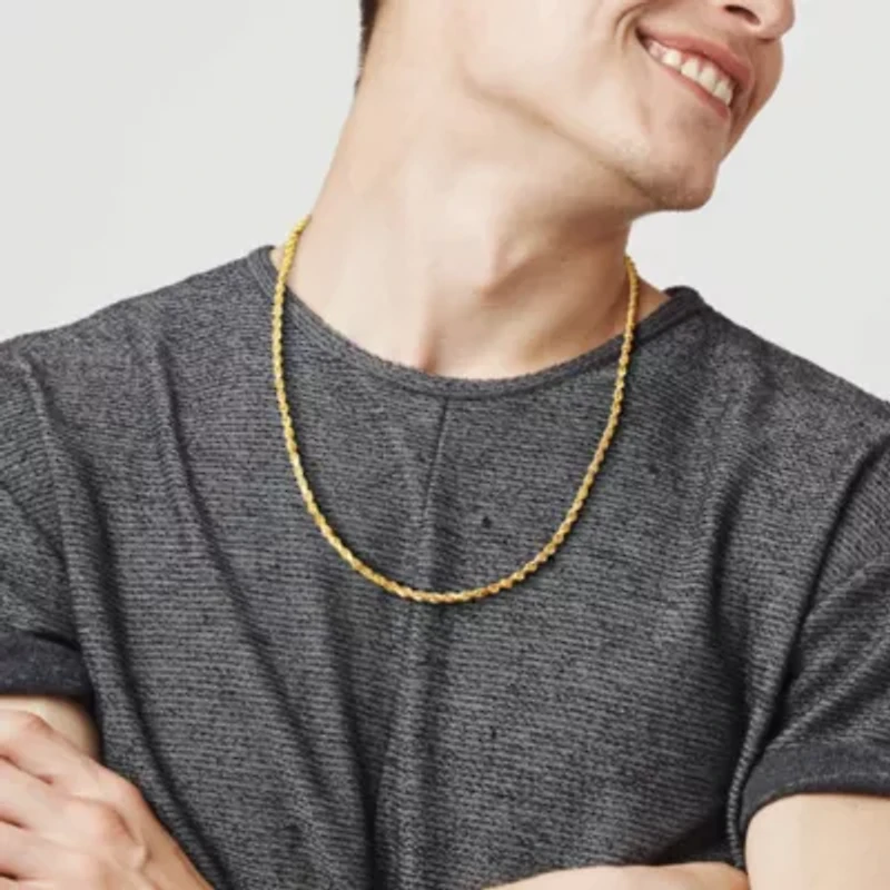 3 MM Rope Chain Necklace in 10K Yellow Gold, 20"