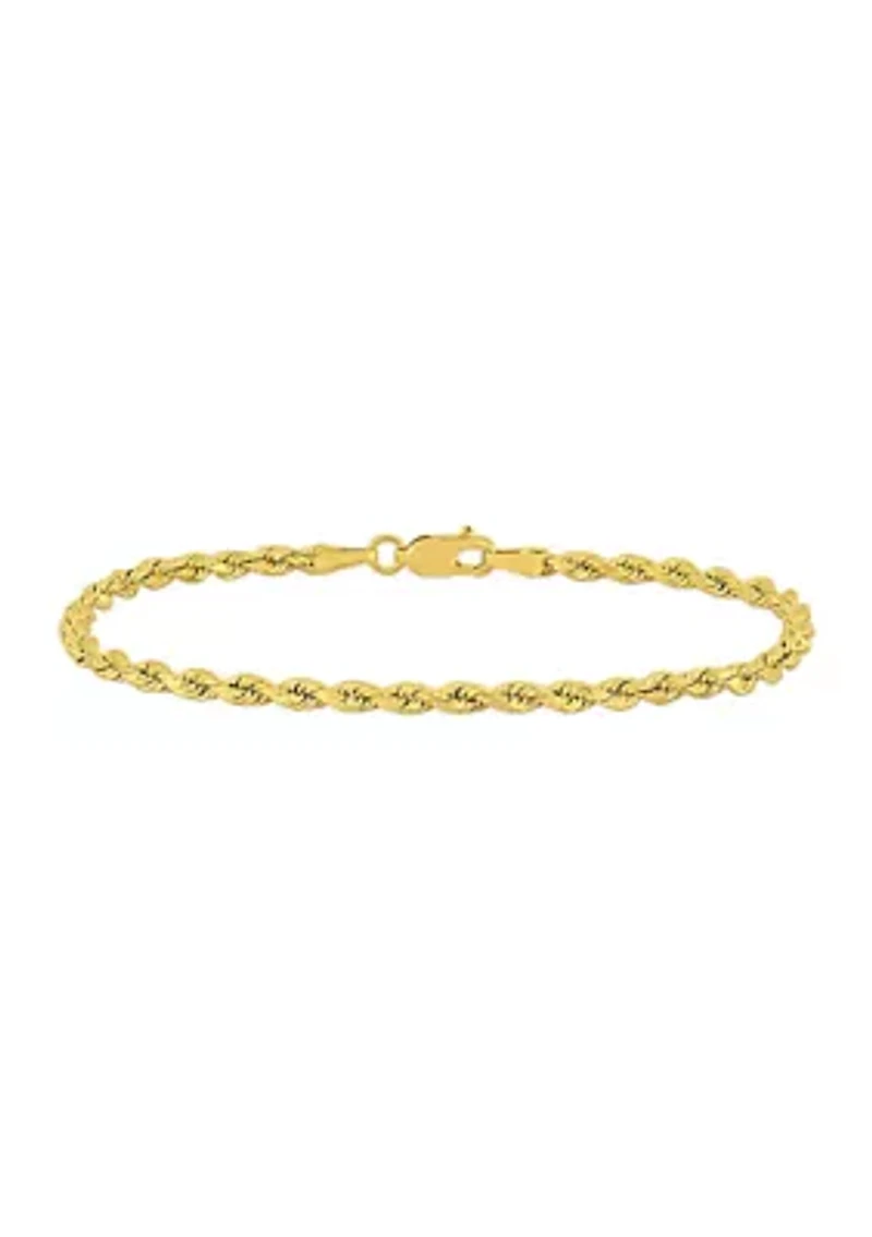 Rope Chain Bracelet in 14k Yellow Gold (3 mm/7.5 Inch)