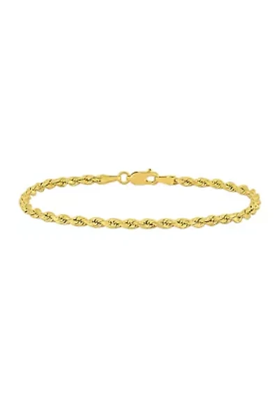 Rope Chain Bracelet in 14k Yellow Gold (3 mm/7.5 Inch)