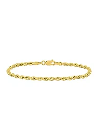 Rope Chain Bracelet in 14k Yellow Gold (3 mm/7.5 Inch)