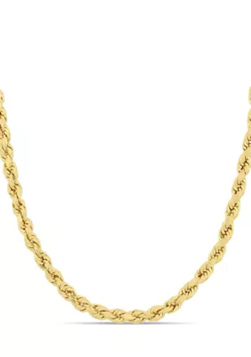 4 Millimeter Rope Chain Necklace 14K Yellow Gold