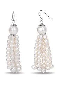 Cultured Freshwater Pearl Tassel Drop Earrings in Sterling Silver
