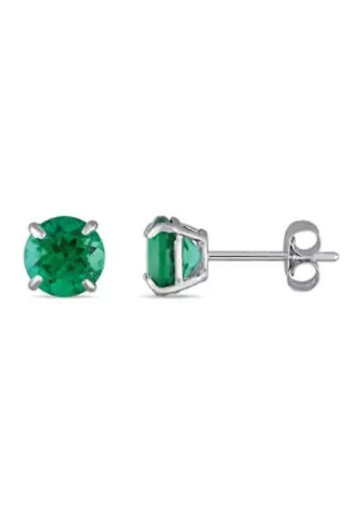 1.62 ct. t.w. Lab Created Emerald Solitaire Stud Earrings in 10K White Gold