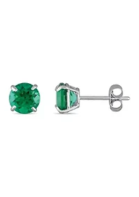 1.62 ct. t.w. Lab Created Emerald Solitaire Stud Earrings in 10K White Gold