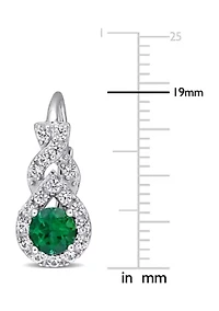 Created Emerald and White Sapphire Twist Earrings in Sterling Silver