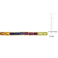 9.1 CT TGW Multi-Gemstone Tennis Bracelet in Yellow Plated Sterling Silver