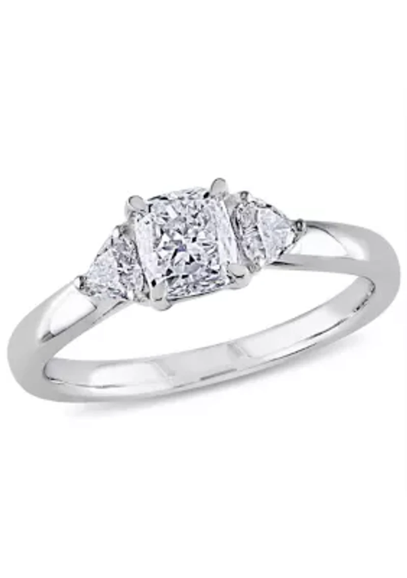 1 ct. t.w. Diamond Cushion Cut 3-Stone Engagement Ring 14k White Gold