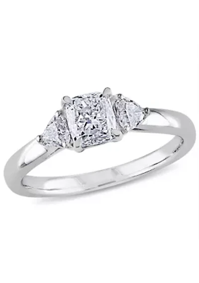 1 ct. t.w. Diamond Cushion Cut 3-Stone Engagement Ring 14k White Gold