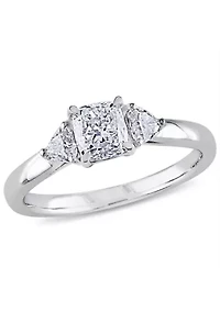 1 ct. t.w. Diamond Cushion Cut 3-Stone Engagement Ring 14k White Gold