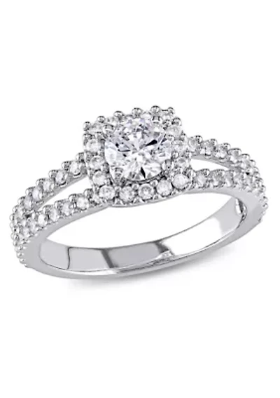 1 ct. t.w. Diamond Halo Engagement Ring 14k White Gold
