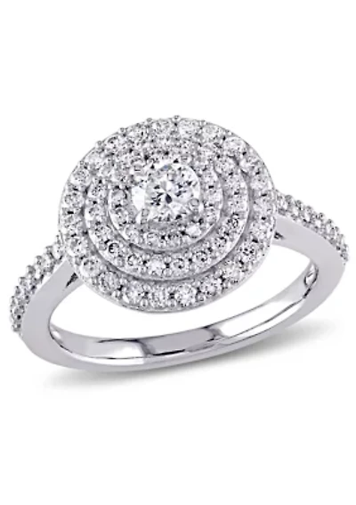 1 ct. t.w. Diamond Cluster Halo Engagement Ring 14k White Gold