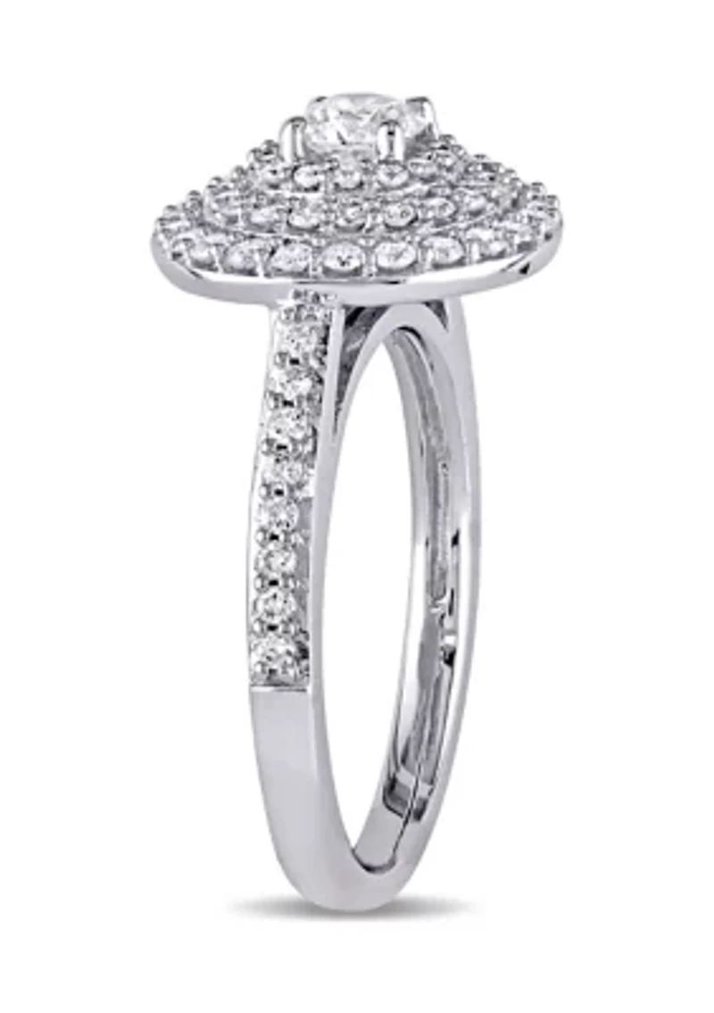1 ct. t.w. Diamond Cluster Halo Engagement Ring 14k White Gold