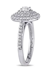 1 ct. t.w. Diamond Cluster Halo Engagement Ring 14k White Gold