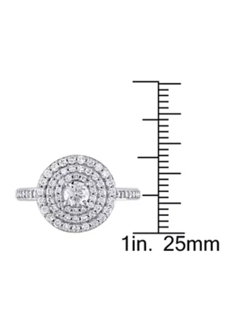 1 ct. t.w. Diamond Cluster Halo Engagement Ring 14k White Gold