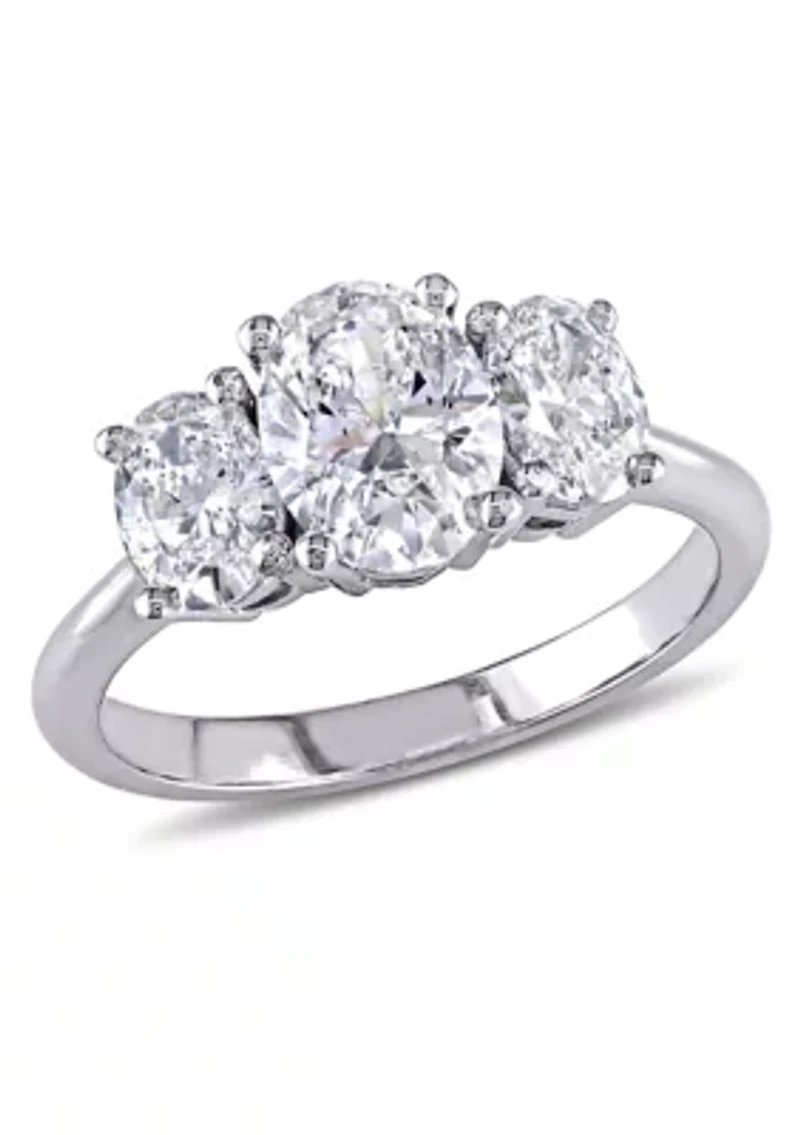 1.5 ct. t.w. Diamond Oval 3-Stone Engagement Ring 18k White Gold