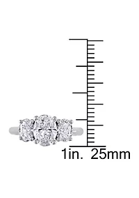 1.5 ct. t.w. Diamond Oval 3-Stone Engagement Ring 18k White Gold