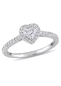 3/4 ct. t.w. Diamond Halo Heart Engagement Ring 14k White Gold