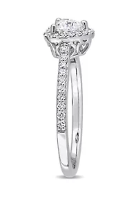 3/4 ct. t.w. Diamond Halo Heart Engagement Ring 14k White Gold