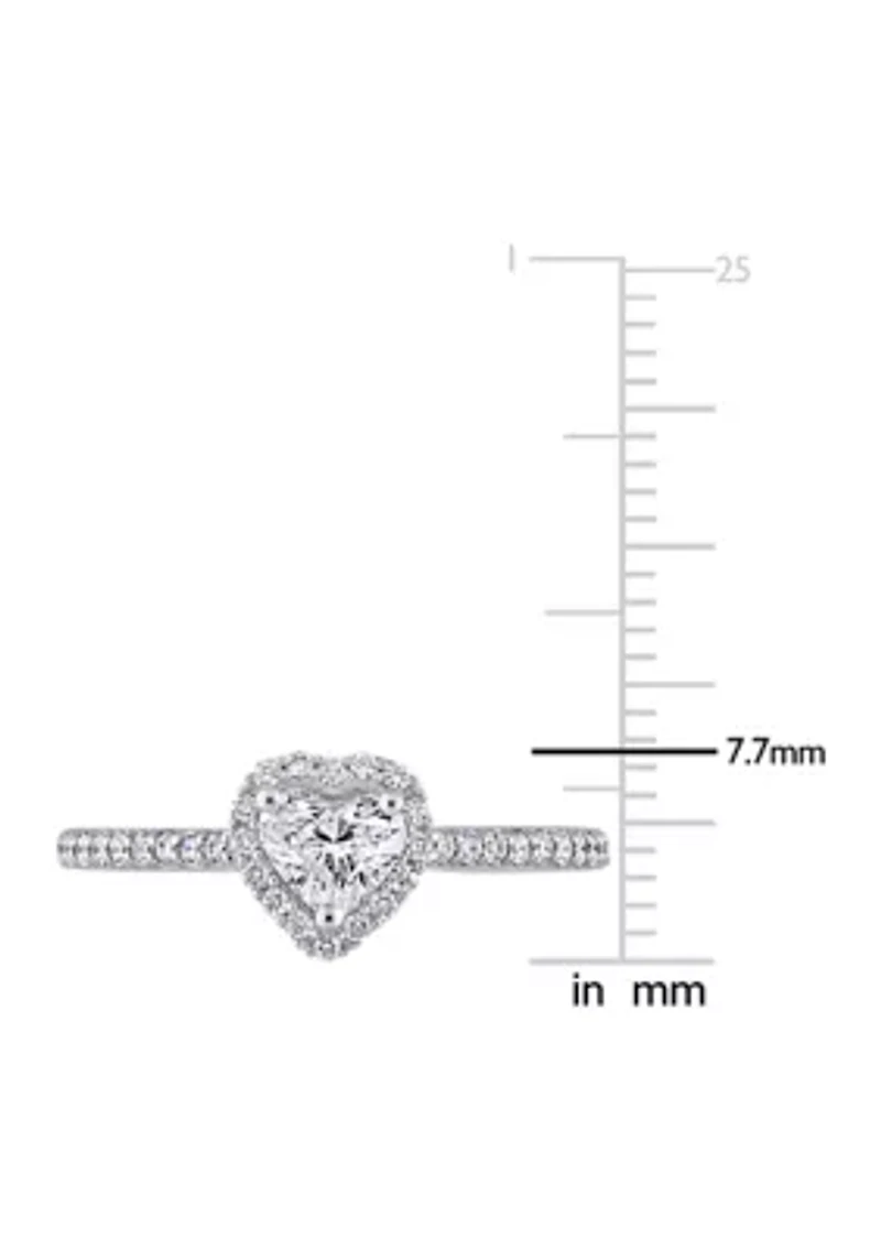 3/4 ct. t.w. Diamond Halo Heart Engagement Ring 14k White Gold