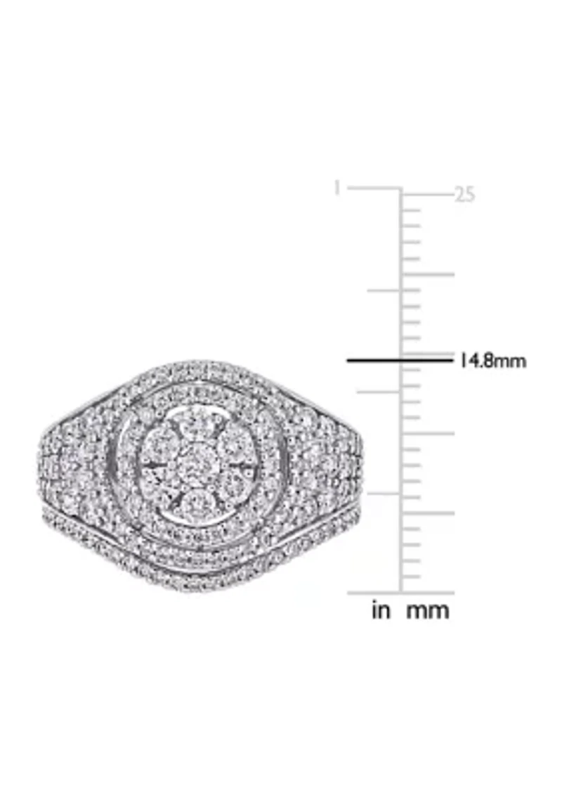 1.5 ct. t.w. Diamond Cluster Bridal Ring Set 14k White Gold
