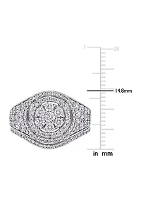 1.5 ct. t.w. Diamond Cluster Bridal Ring Set 14k White Gold